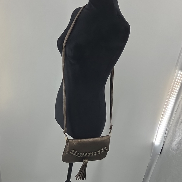 Chic Metallic Bronze Crossbody Bag with Tassel - Picture 14 of 16